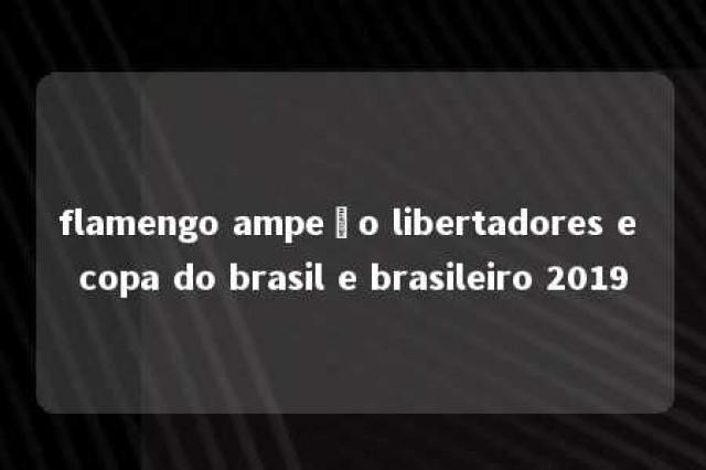 flamengo ampeão libertadores e copa do brasil e brasileiro 2019 